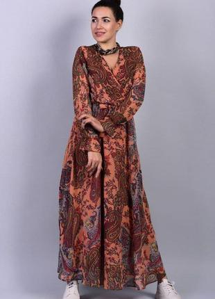 Платье женское цветное шифоновое вечернее длинное с длинным прозрачным рукавом10 фото