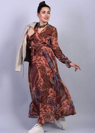 Платье женское цветное шифоновое вечернее длинное с длинным прозрачным рукавом9 фото