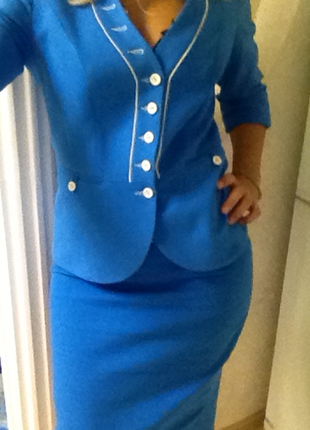 Королевский!!! деловой костюм небесно-голубого цвета. размер: 44 (м)1 фото