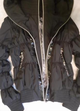 Куртка ветровка бомбер короткая черная  женская 44 462 фото