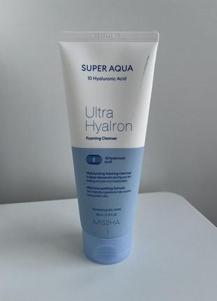 Super aqua ultra hyalon missha , очищувальна пінка, гель для вмивання