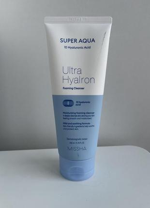Super aqua ultra hyalon missha , очищувальна пінка, гель для вмивання