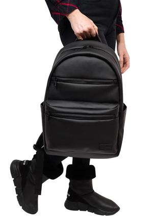 Рюкзак мужской кожа эко карман для ноутбука черный 7 цветов2 фото