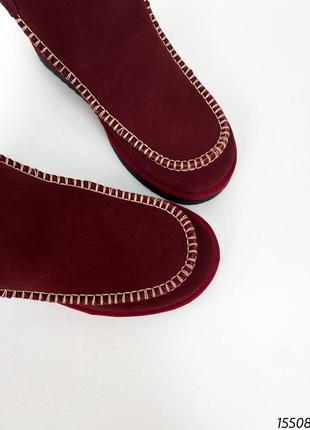 Жіночі черевики уггі бордові, натуральна замша8 фото