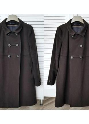 Шерстяное миди пальто женское zara шерстяное пальто а силуэт милитари пальто коричневое6 фото