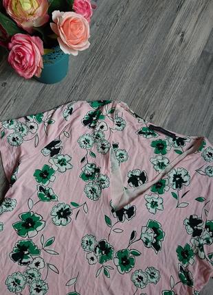 Красивая женская розовая блуза в цветы блузка блузочка футболка р.46/48/503 фото