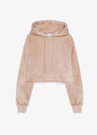 Плюшевая укороченная толстовка худи bershka размер m