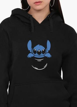 Худи женский стич (lilo & stitch) кенгуру (8921-3438) черный xxl