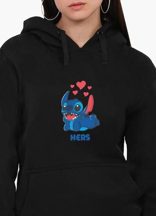 Худи женский стич (stitch hers) кенгуру (8921-3469) черный l