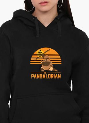 Худи женский кунг-фу панда и мандалорец (pandalorian the mandalorian) кенгуру (8921-3428) черный l