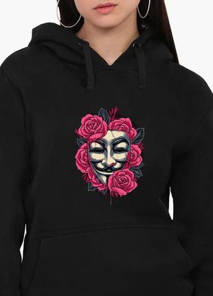 Худи женский вендетта (v vendetta) кенгуру (8921-3424) черный xxl