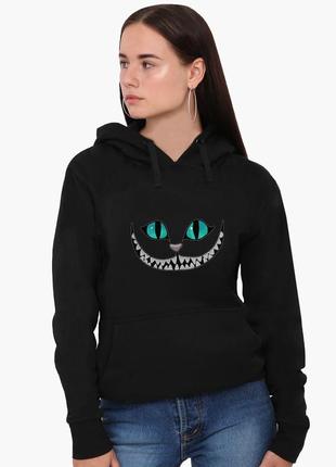 Худи женский чеширский кот (cheshire cat disney) кенгуру (8921-3437) черный xl2 фото