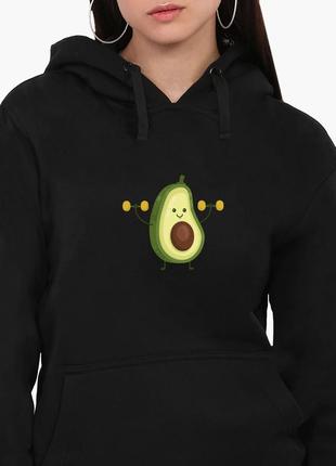 Худи женский авокадо фитнес (avocado) кенгуру (8921-1394) черный m