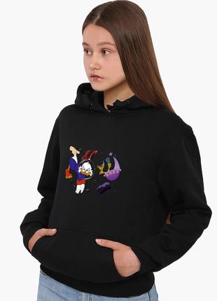 Худи женский мультсериал скрудж макдак (scrooge mcduck) кенгуру (8921-2025) черный l3 фото