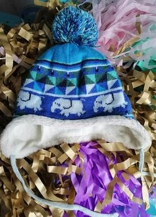 48р. шерстяна шапка lenne зі слониками. стан ідеальний.