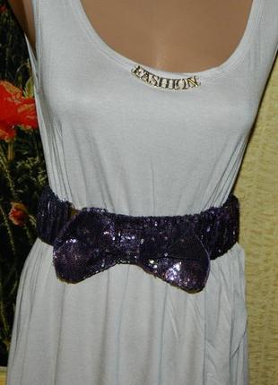 Новый женский пояс фиолетовый резинка с паетками и бантом oodji