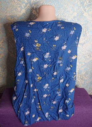 Красивая синяя блуза вискоза блузка блузочка большой размер батал 52/542 фото