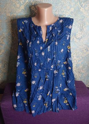 Красивая синяя блуза вискоза блузка блузочка большой размер батал 52/543 фото