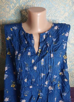 Красивая синяя блуза вискоза блузка блузочка большой размер батал 52/545 фото