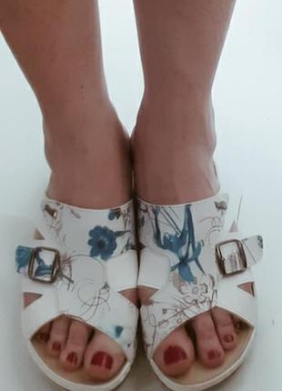 Шлепанцы женские эко кожаные легкие на широкую ногу1 фото