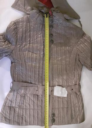 Куртка женская демисезонная под пояс с капюшоном бежевый капучино  46  48   526 фото