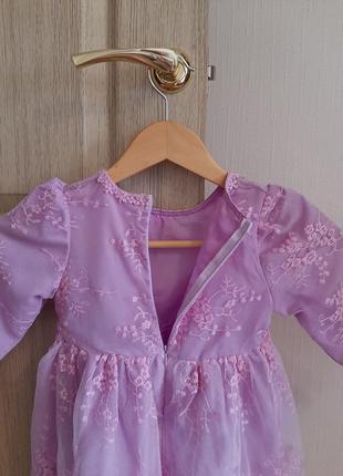 Детское нарядное платье кружевное, розовое рост 98-1042 фото