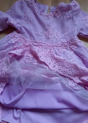 Детское нарядное платье кружевное, розовое рост 98-1043 фото