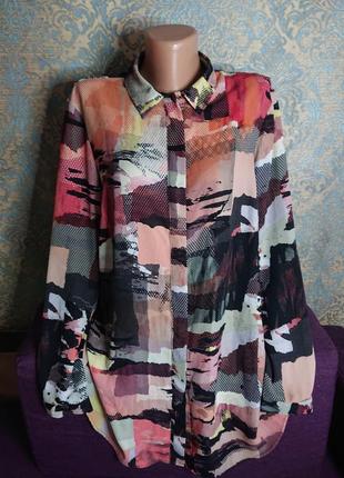 Женская блуза рубашка в узор блузка блузочка большой размер батал 50 /52