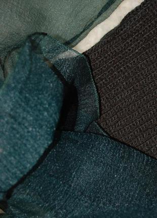 Ефектний смарагдовий джемпер з органзою і об'ємними рукавами /светр в стилі zara7 фото