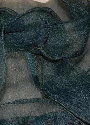Ефектний смарагдовий джемпер з органзою і об'ємними рукавами /светр в стилі zara8 фото