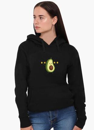 Худи женский авокадо фитнес (avocado) кенгуру (8921-1394) черный l2 фото