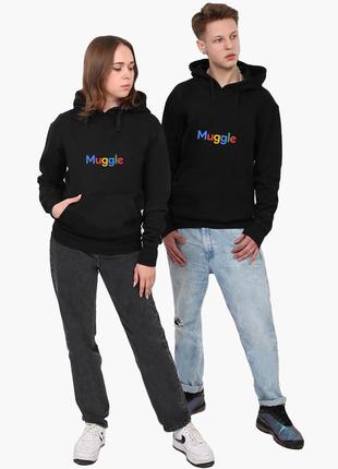 Худи женский гугл (muggle google) кенгуру (8921-3429) черный m5 фото