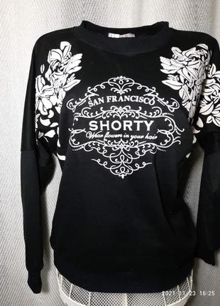 Жіноча ошатна чорна кофта, светр, лонгслів, джемпер, водолазка світшот, реглан