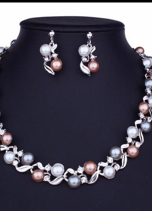 Колье,намисто з сережками набор