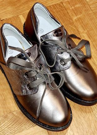 Туфли кожаные мокасины на шнурке кеды р.31 туречки1 фото