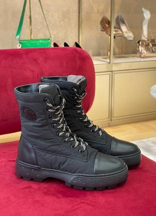 Женские черные осенние демисезонные ботинки в стиле black hermes fresh эрмес гермес сапожки полусапожки