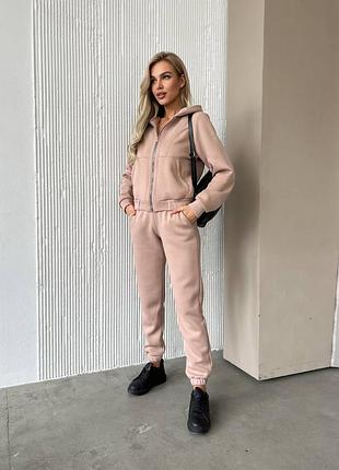 Флісовий костюм з брюками теплий костюм толстовка і штани костюм на флісі с кишенями і капюшоном