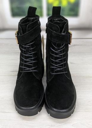 Ботинки женские зимние черные замшевые на меху itts натуральная замша.4 фото