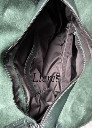 Шкіряна темно-зелена сумка, кольори в асортименті9 фото