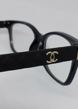 Очки в стиле chanel женские имиджевые компьютерные оправа черная с золотом9 фото