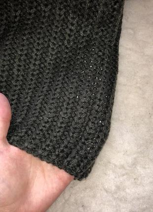 Вязаный хаки свитер косы кофта крупная вязка3 фото