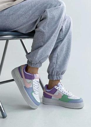 Nike air force 1 shadow multicolor разноцветные кроссовки найк фиолетовые сиреневые пастельные весна осень лето демисезон скидка акция распродажа6 фото