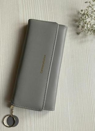 Стильный женский кошелек- портмоне из эко кожи серого цвета1 фото