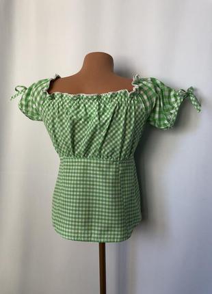 Зеленая баварская блуза stockerpoint xs клетка виши рюши2 фото