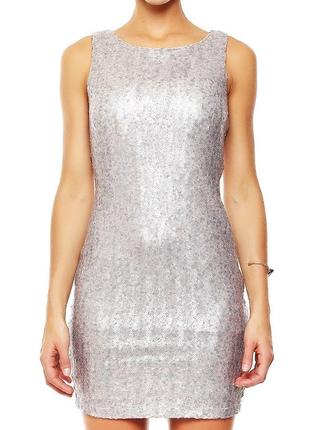 Плаття сукня сріблясте красиве вечірнє святкове міні блискуче срібне4 фото