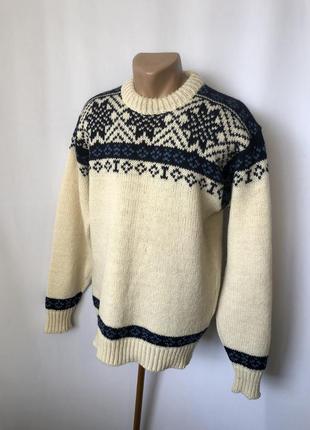 Норвегия свитер скандинавский узор шерсть толстый теплый винтаж