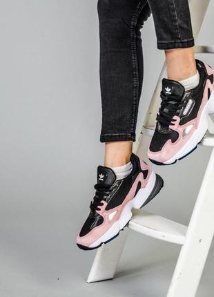 Жіночі кросівки adidas falcon black pink white / smb1 фото