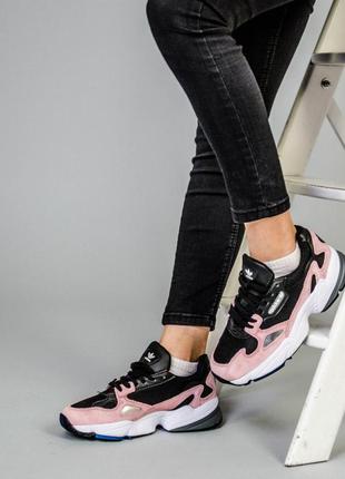 Жіночі кросівки adidas falcon black pink white / smb5 фото