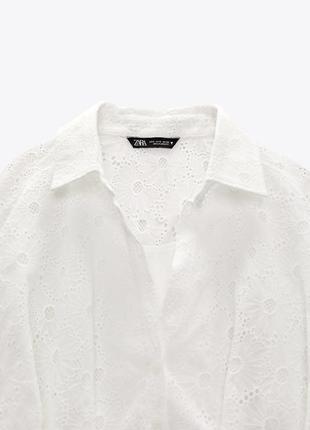 Блуза рубашка з ажурною вишивкою zara4 фото
