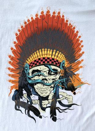 Мужская хлопковая футболка с принтом индейца черепа vans4 фото